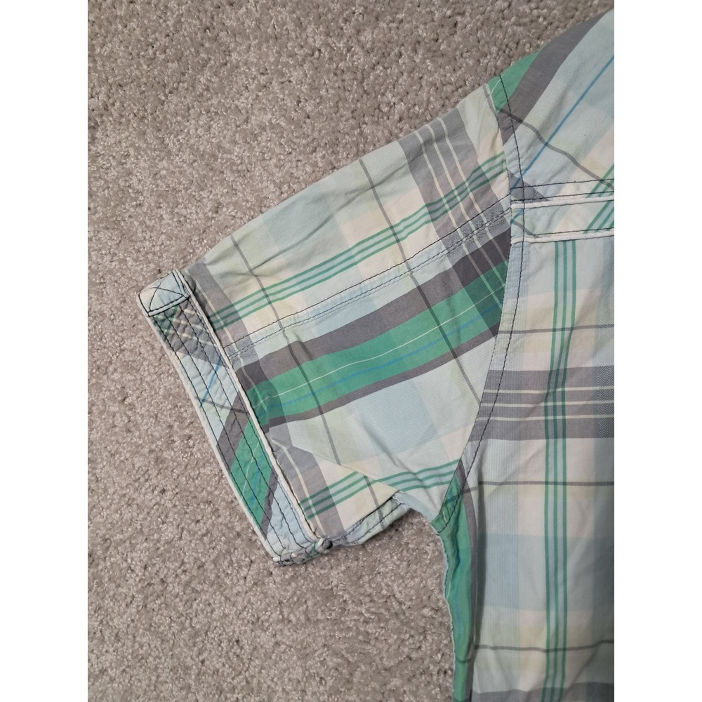 BKE Shirt Mens L Green Plaid Slim Fit Short Sleeve Western Snap 11257NM - Picture 13 of 13